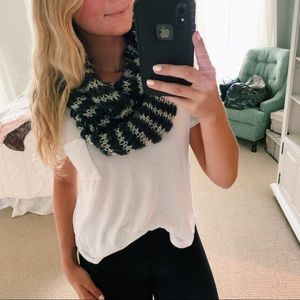 Navy and White Woven Infinity Scarf